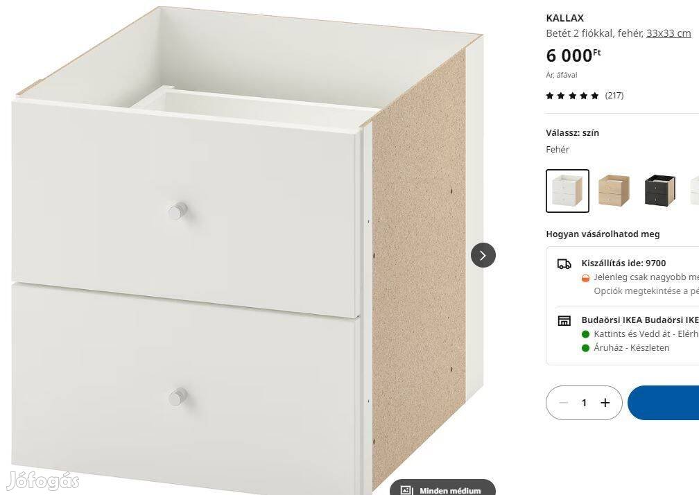 Ikea Kallax betét 2 fiókkal