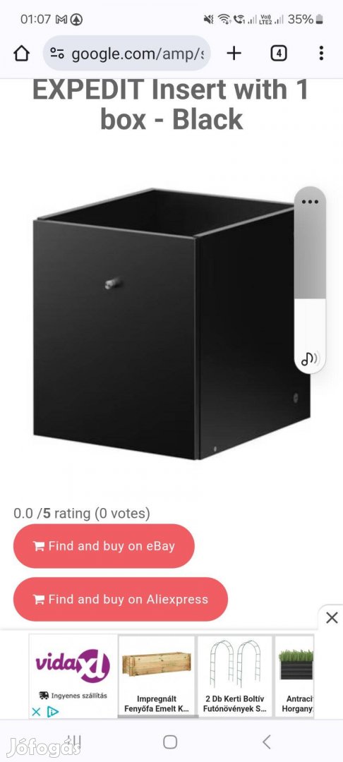 Ikea Kallax régi Expedit kihúzhayó doboz 33x33x37 fekete