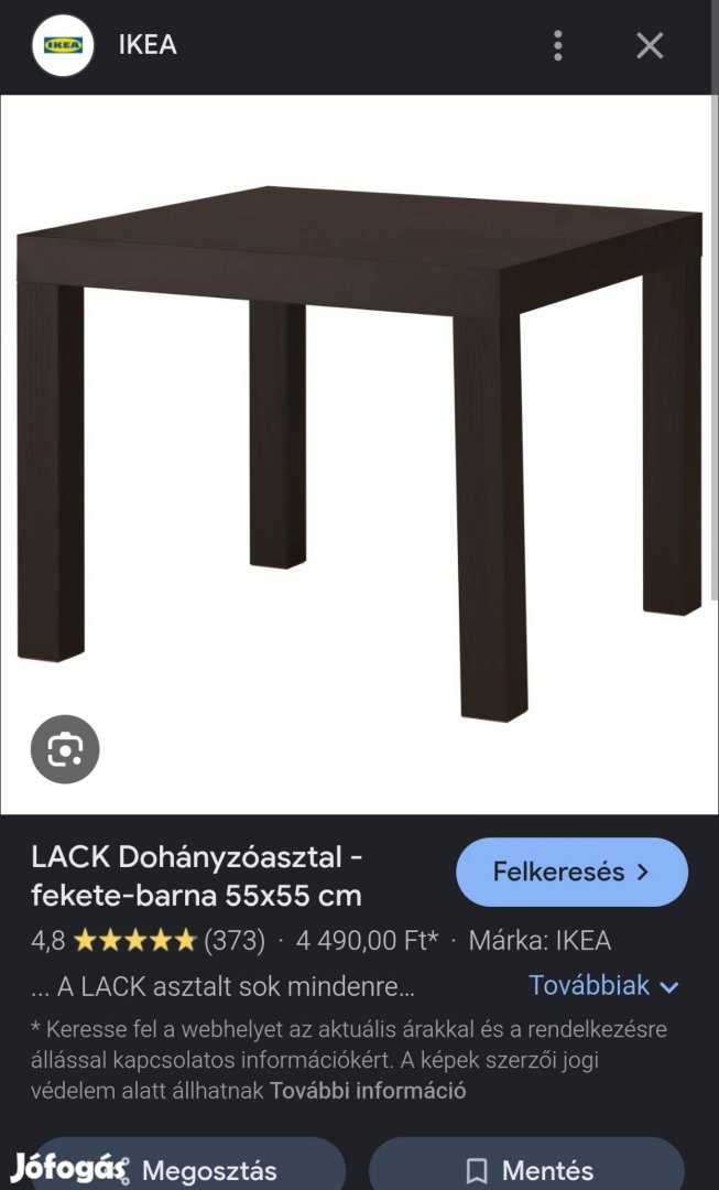 Ikea Lack asztal fekete