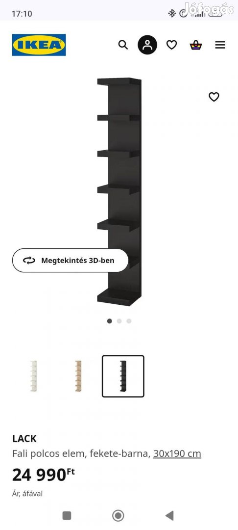 Ikea Lack fali polc, fekete-barna, szép állapotú