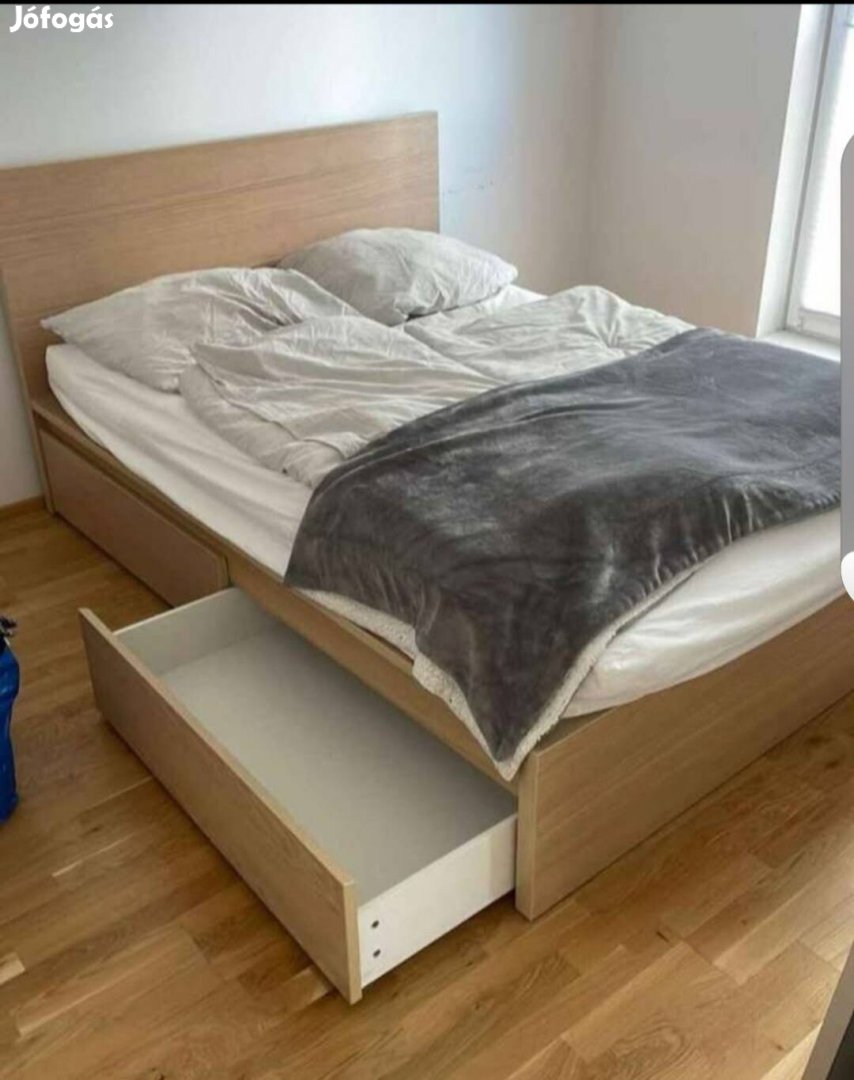 Ikea Malm 140x200-as ágy 2 db ágy alatti tárolóval.