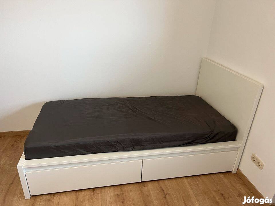 Ikea Malm 90x200 ágy 2db fiókkal, ágyráccsal, matrac nélkül