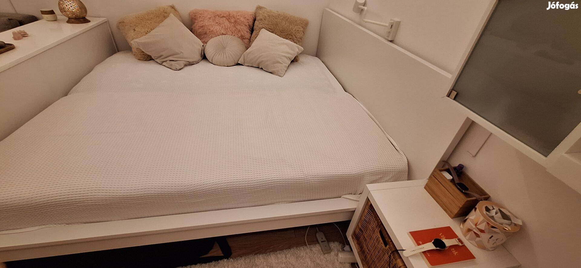 Ikea Malm Skorva 180x200 fehér magas támlájú ágykeret állítható ágyol