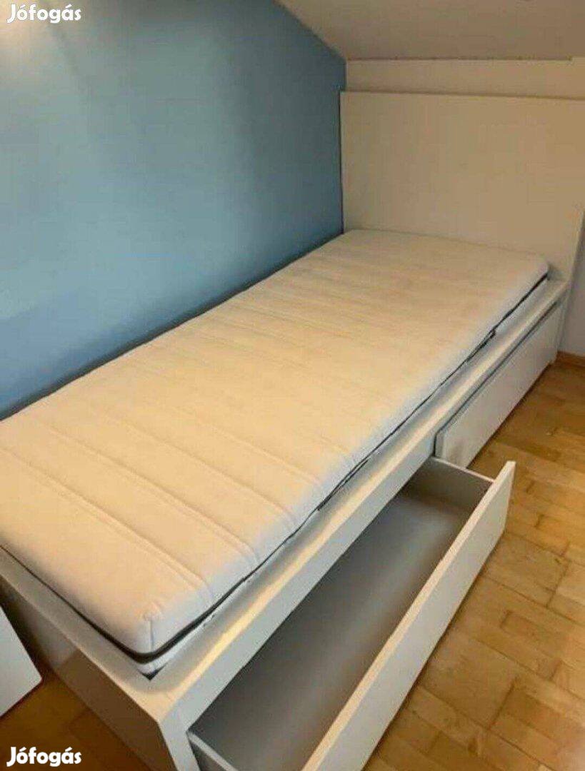 Ikea Malm ágy +2 tároló doboz/ágyrács 90×200 cm (matrac nélkül)