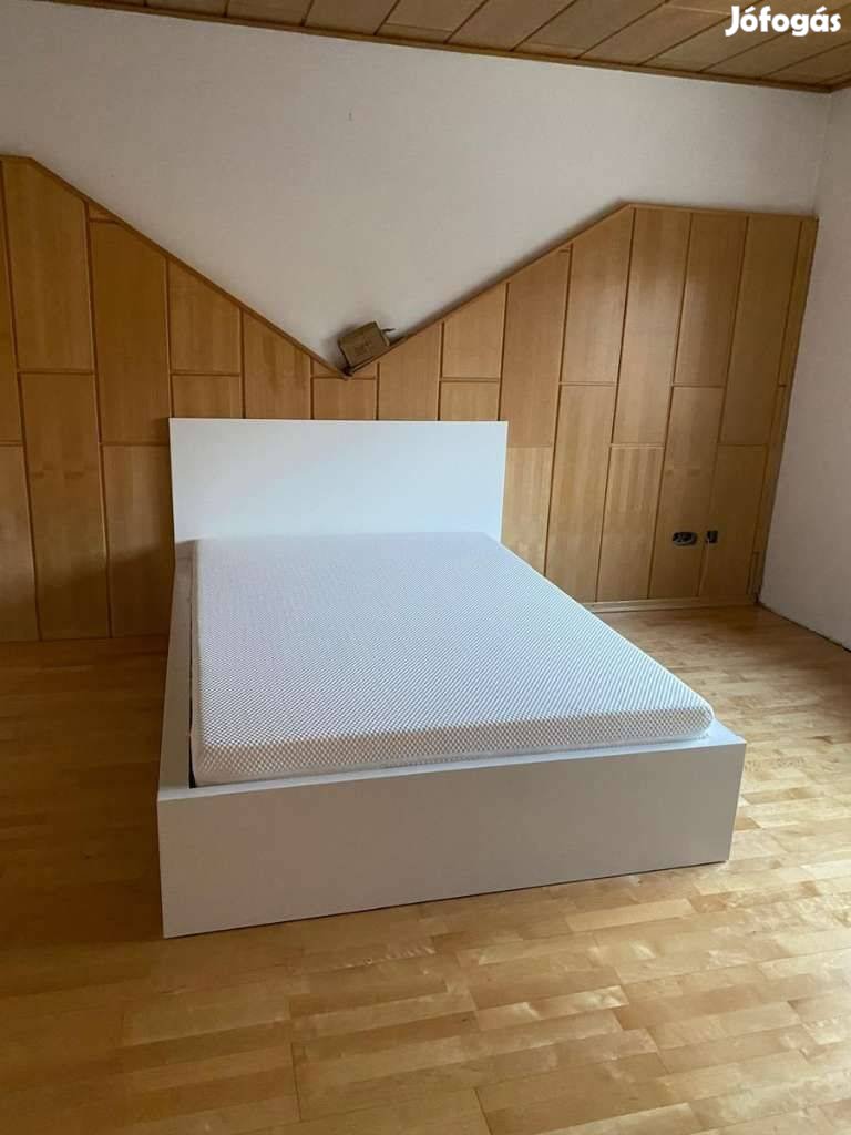 Ikea Malm fiókos franciaágy 140x200+ágyrács+matrac