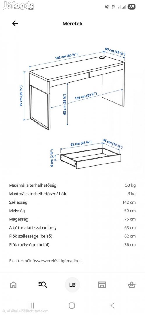 Ikea Micke íróasztal asztal fehér eladó