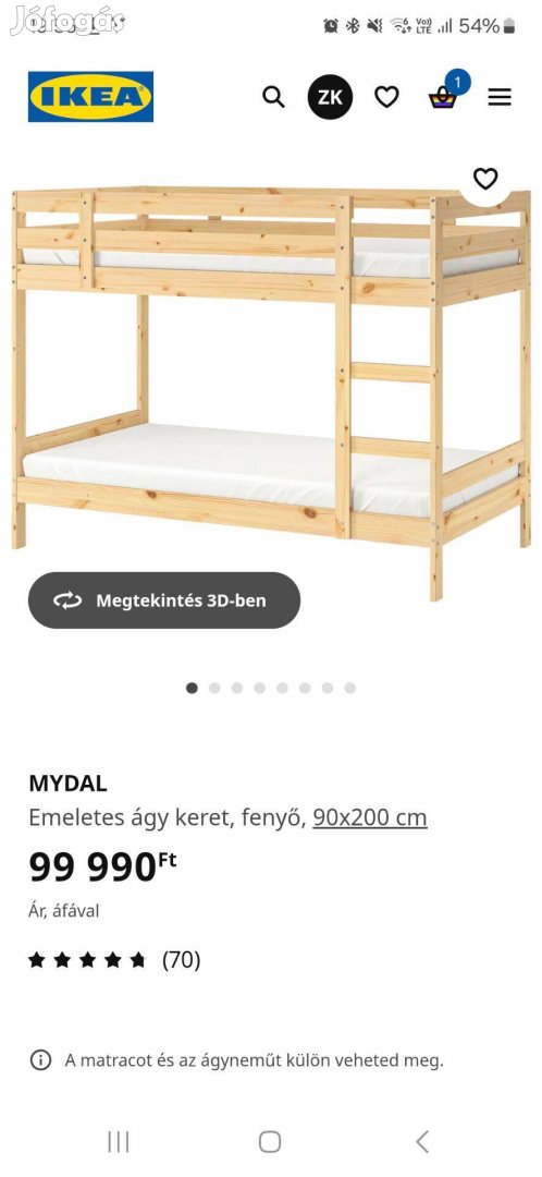 Ikea Mydal emeletes ágy - újszerű
