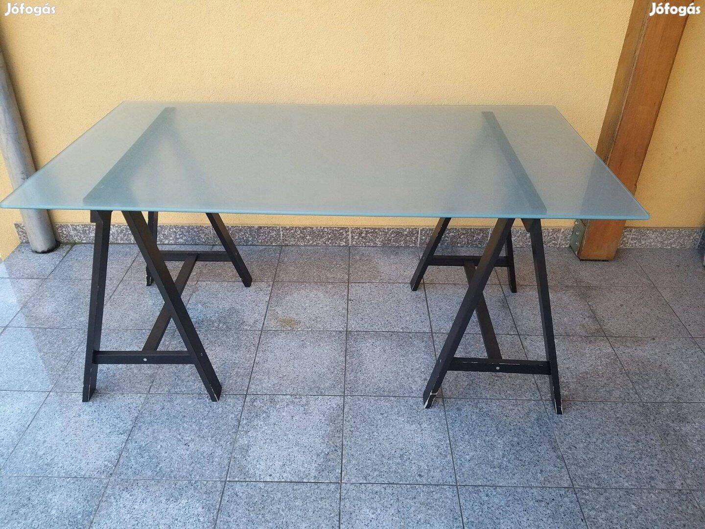 Ikea Oddvald asztalláb állvány ,üveg aszallap 150 x 80