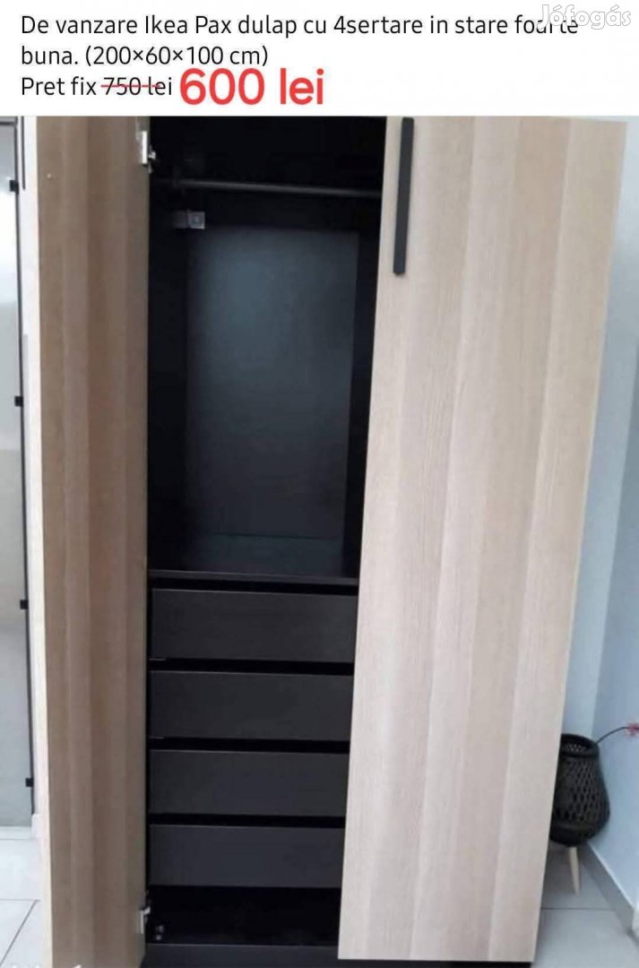 Ikea Pax gardróbszekrény 200x60x100 cm
