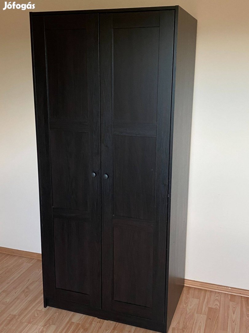 Ikea Rakkestad Gardrób 2 ajtóval, fekete-barna, 79x176 cm