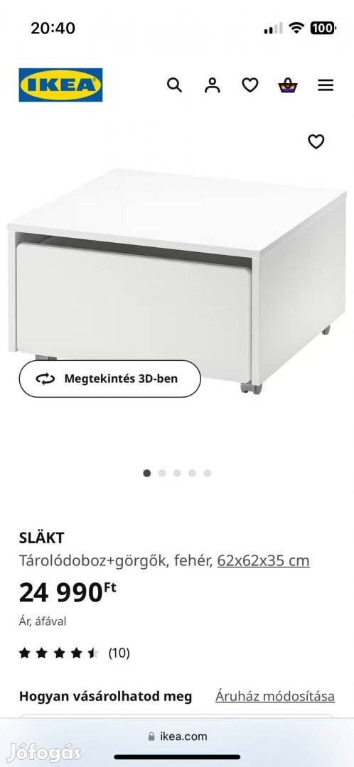 Ikea SLÄKT tároló görgőkkel 2 db