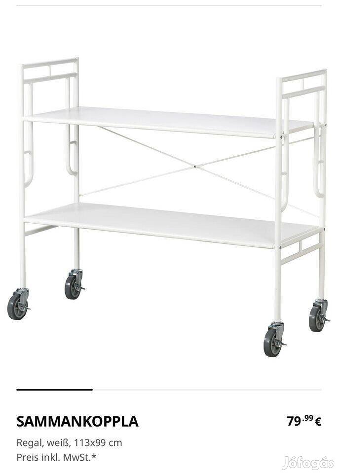 Ikea Sammankoppla gurulós Fém polc 40x99x113 cm Új