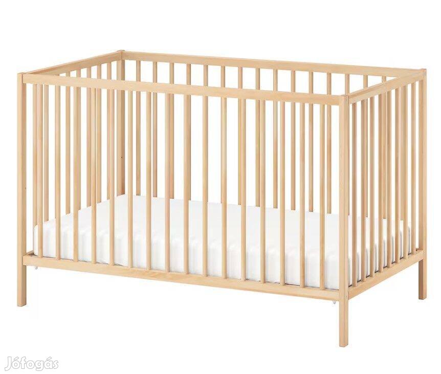 Ikea Sniglar rácsos ágy, babaágy bükk, habszivacs matraccal