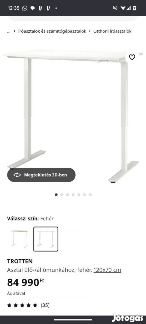 Ikea Trotten íróasztal állítható magasságú