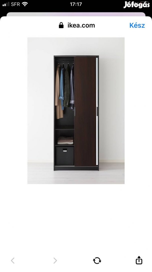 Ikea Trysil tükrös tólóajtós gardrób szekrény sötétbarna barna