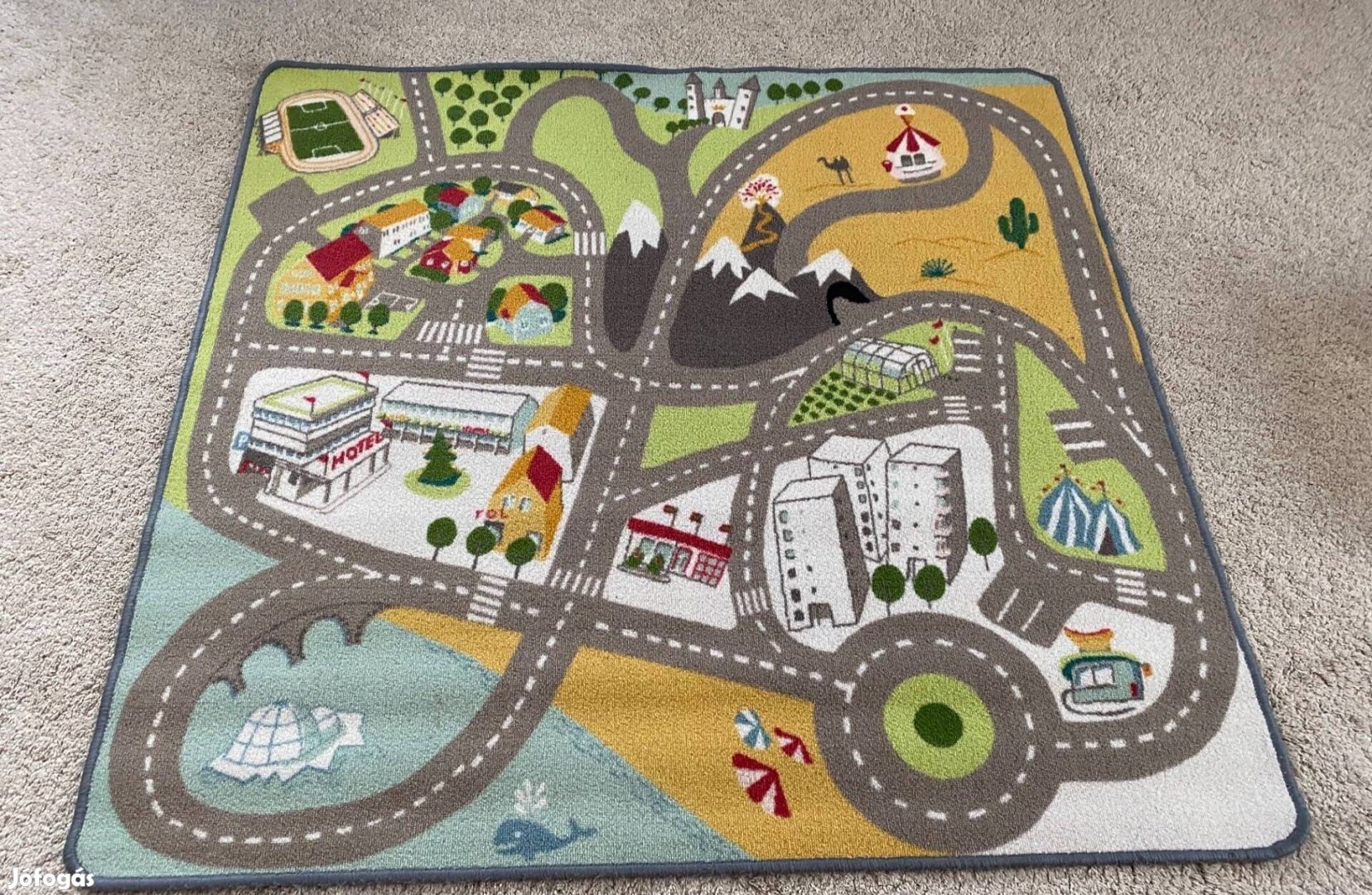 Ikea autós gyerekszőnyeg gyerekszoba szőnyeg 133cm x 133 cm