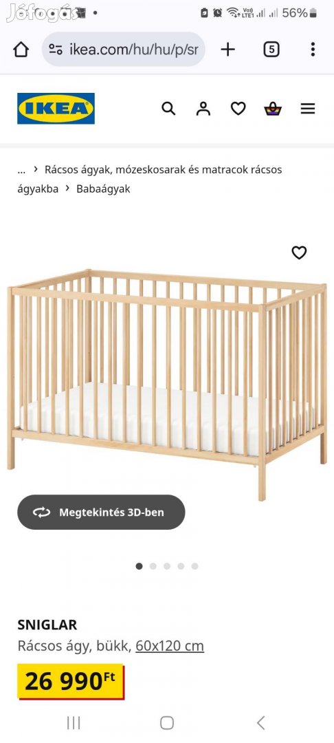 Ikea babaágy matraccal 30.000 forint
