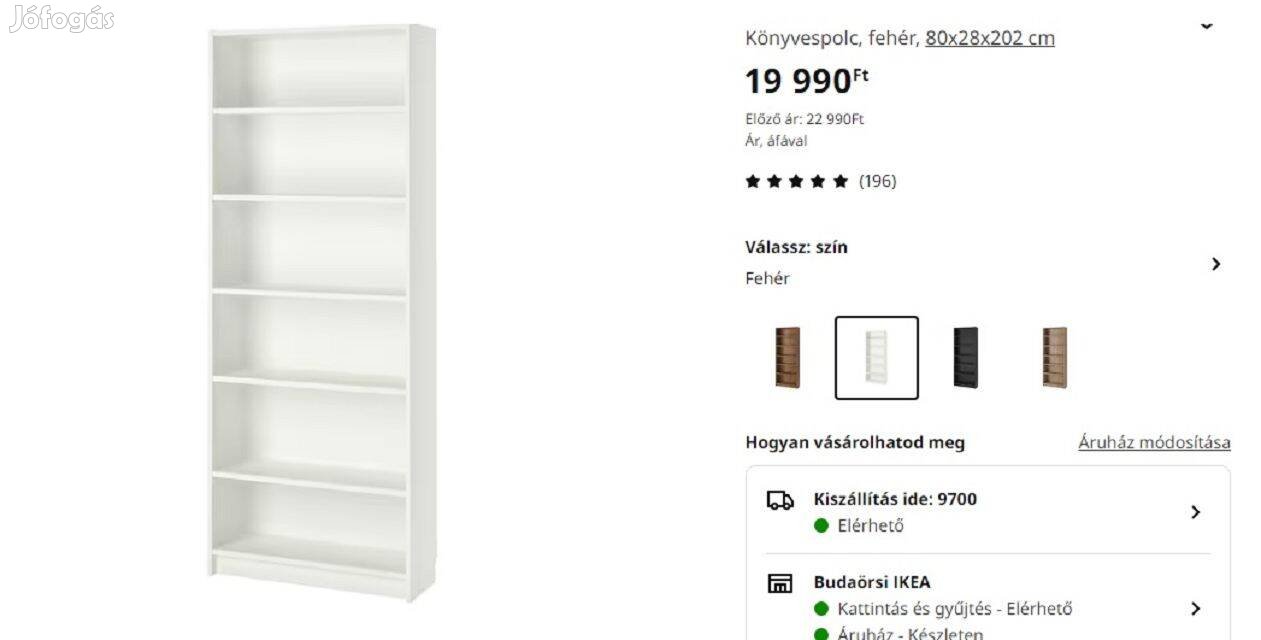 Ikea billy fehér könyvespolc