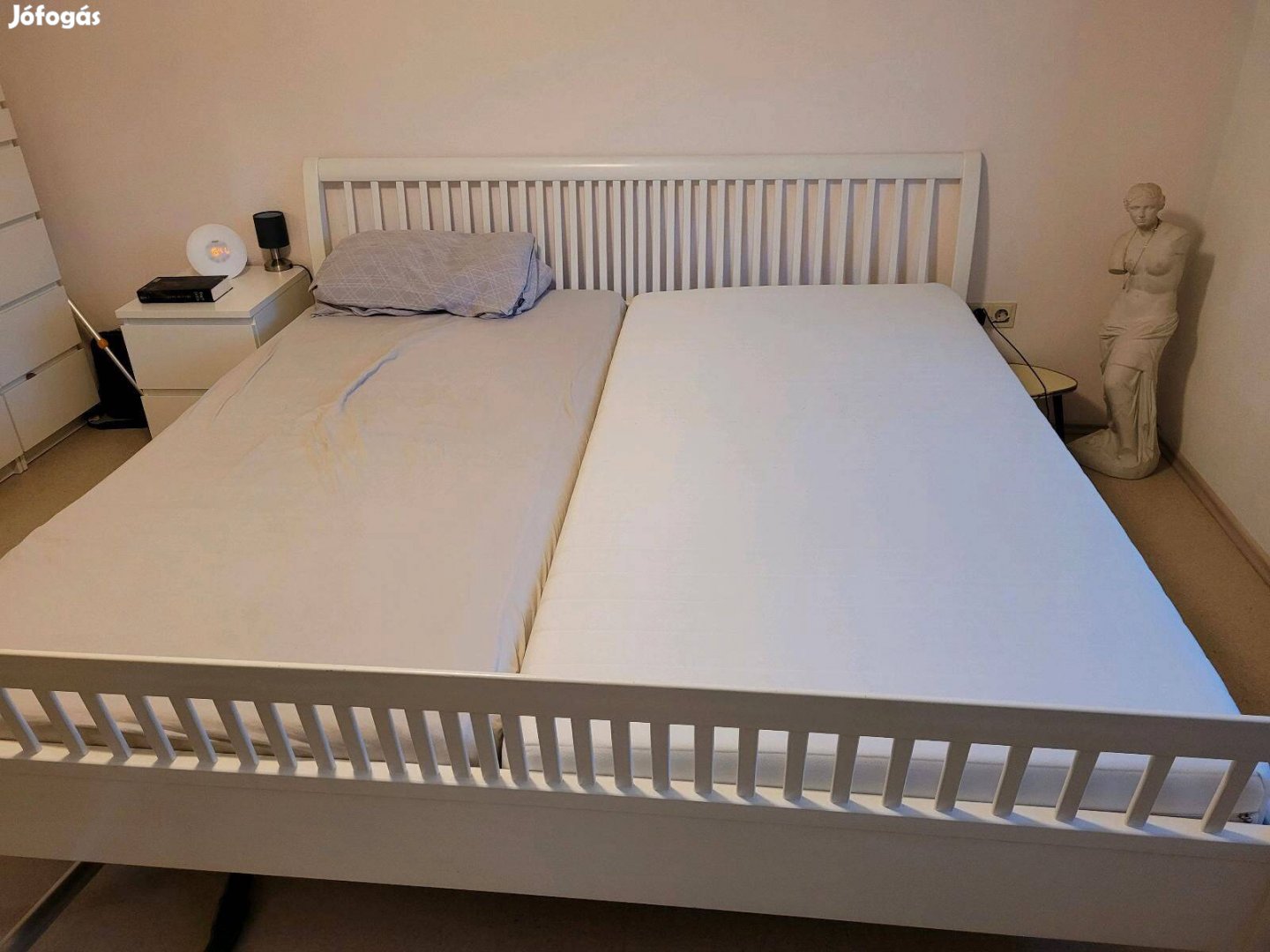 Ikea franciaágy 2m x 2m komplett, ágyrácsokkal,matracokkal