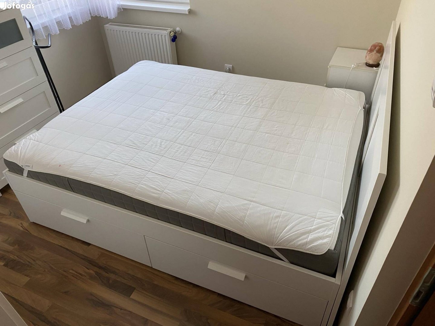 Ikea franciaágy négy tárolóval 160*200 matraccal, matracvédővel, 