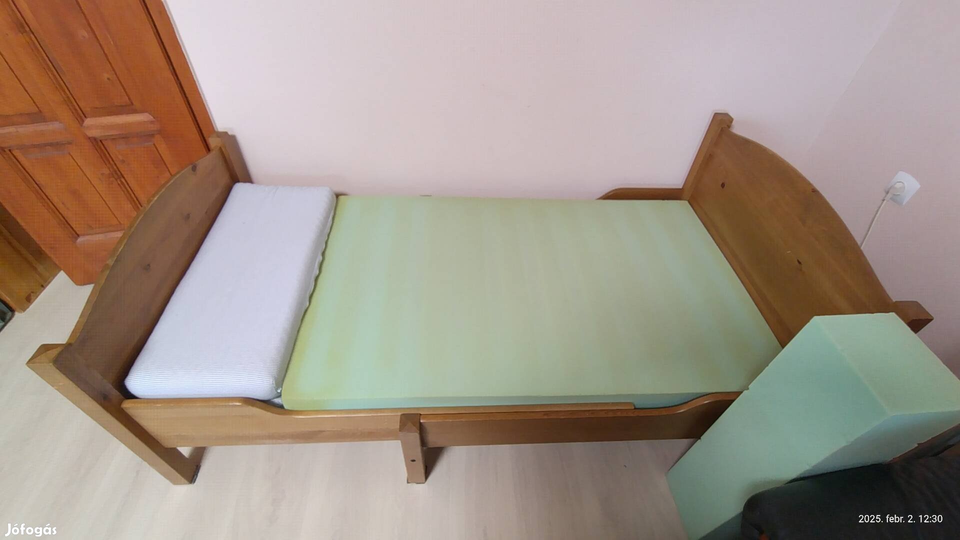 Ikea kiságy, hosszabbítható gyermek fa ágy, rács, szivacs, toldható