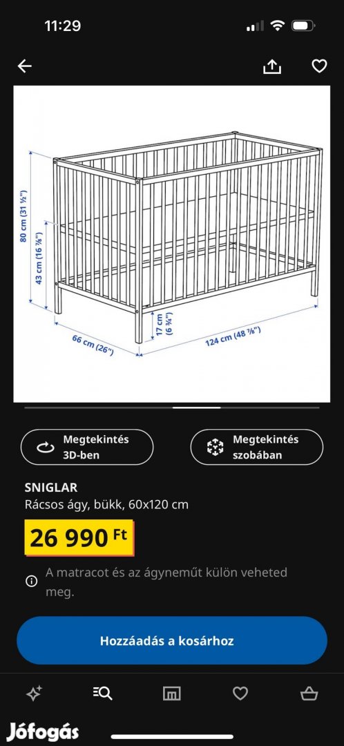 Ikea kiságy eladó 