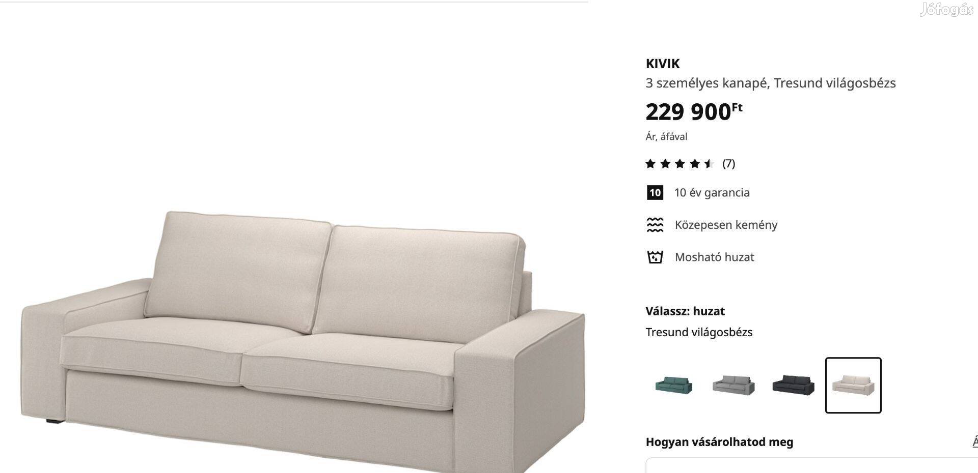 Ikea kivik 3 személyes kanapé