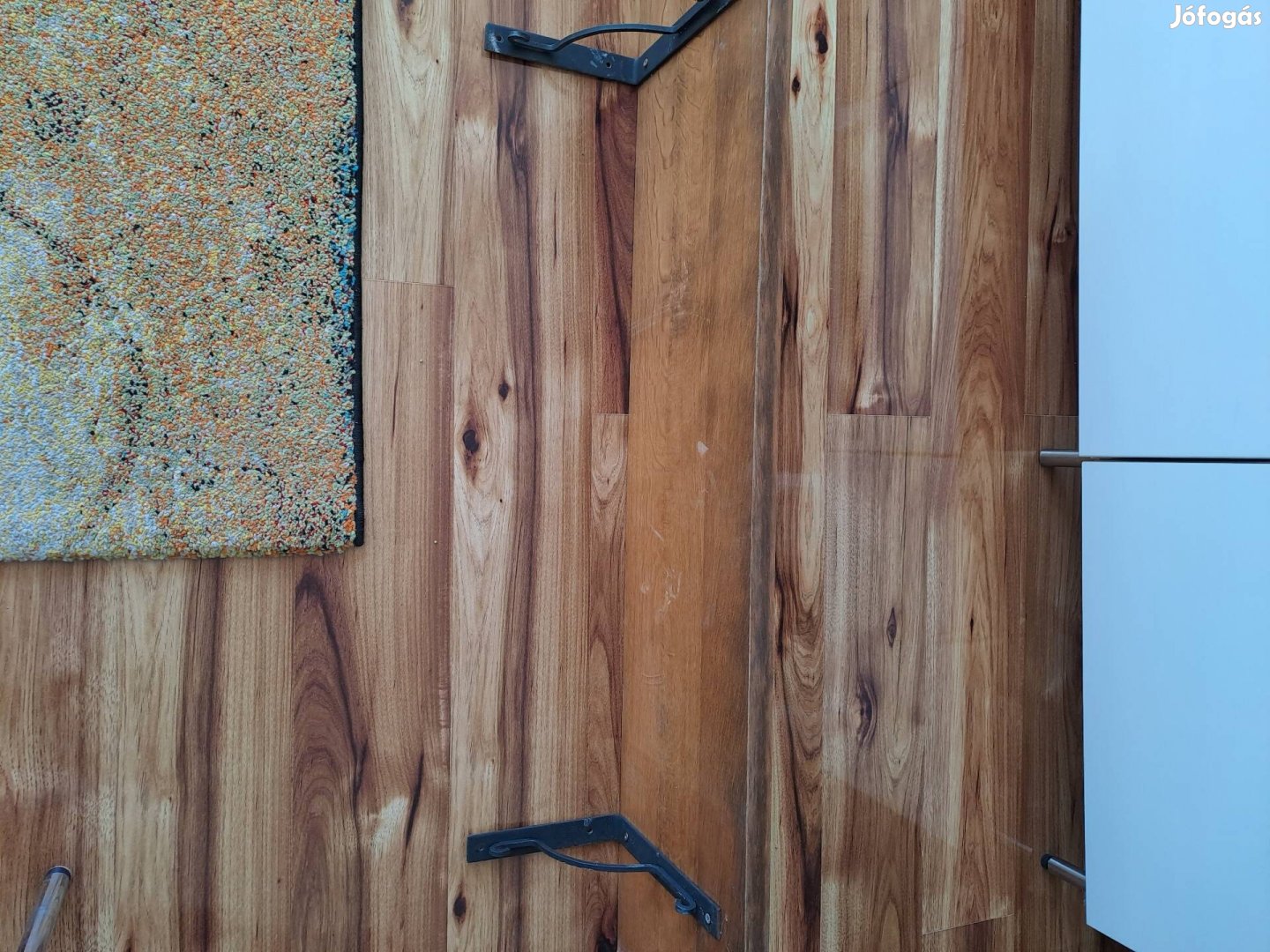 Ikea rusztikus falipolc, acél konzollal, 120x28 cm 
