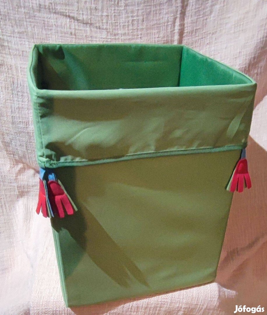 Ikea zöld tárolódoboz nagyobbik méret rojtos játéktároló