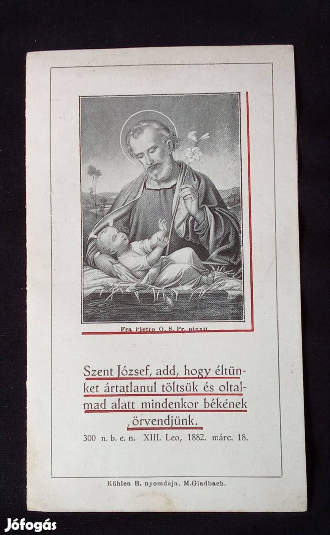 Imalap, imakönyvbe való lap: Szent József 1917