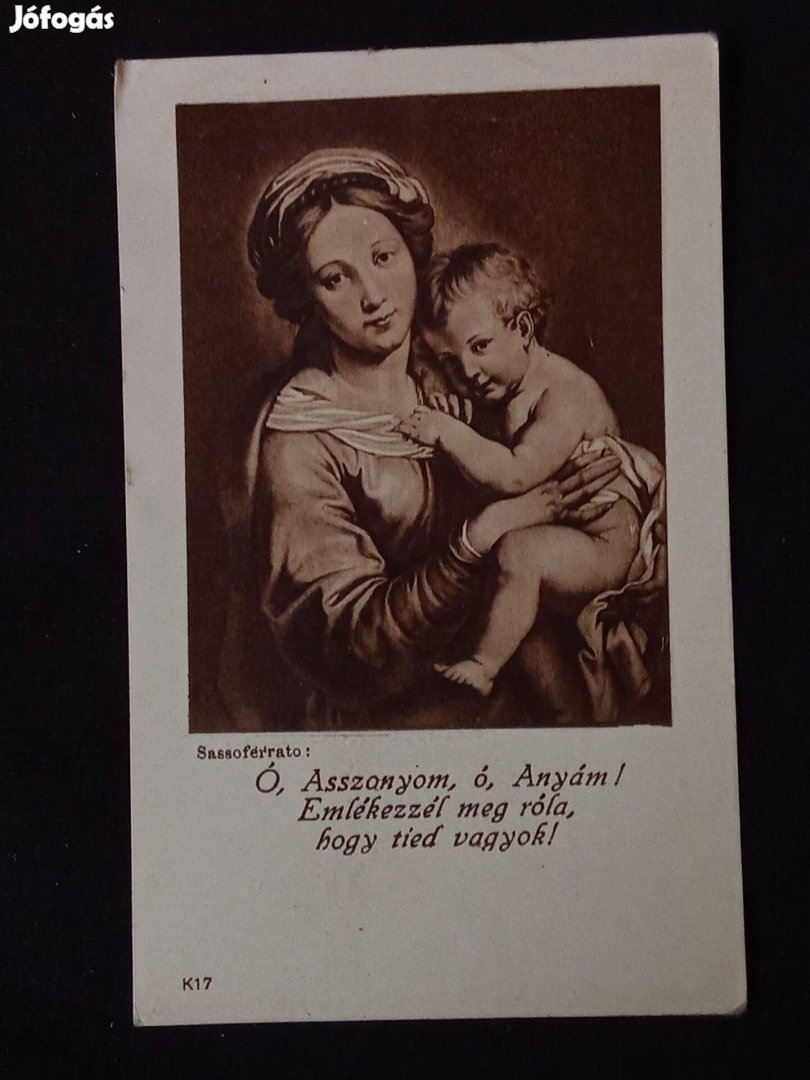 Imalap imakönyvbe való lap, emléklap, 1934