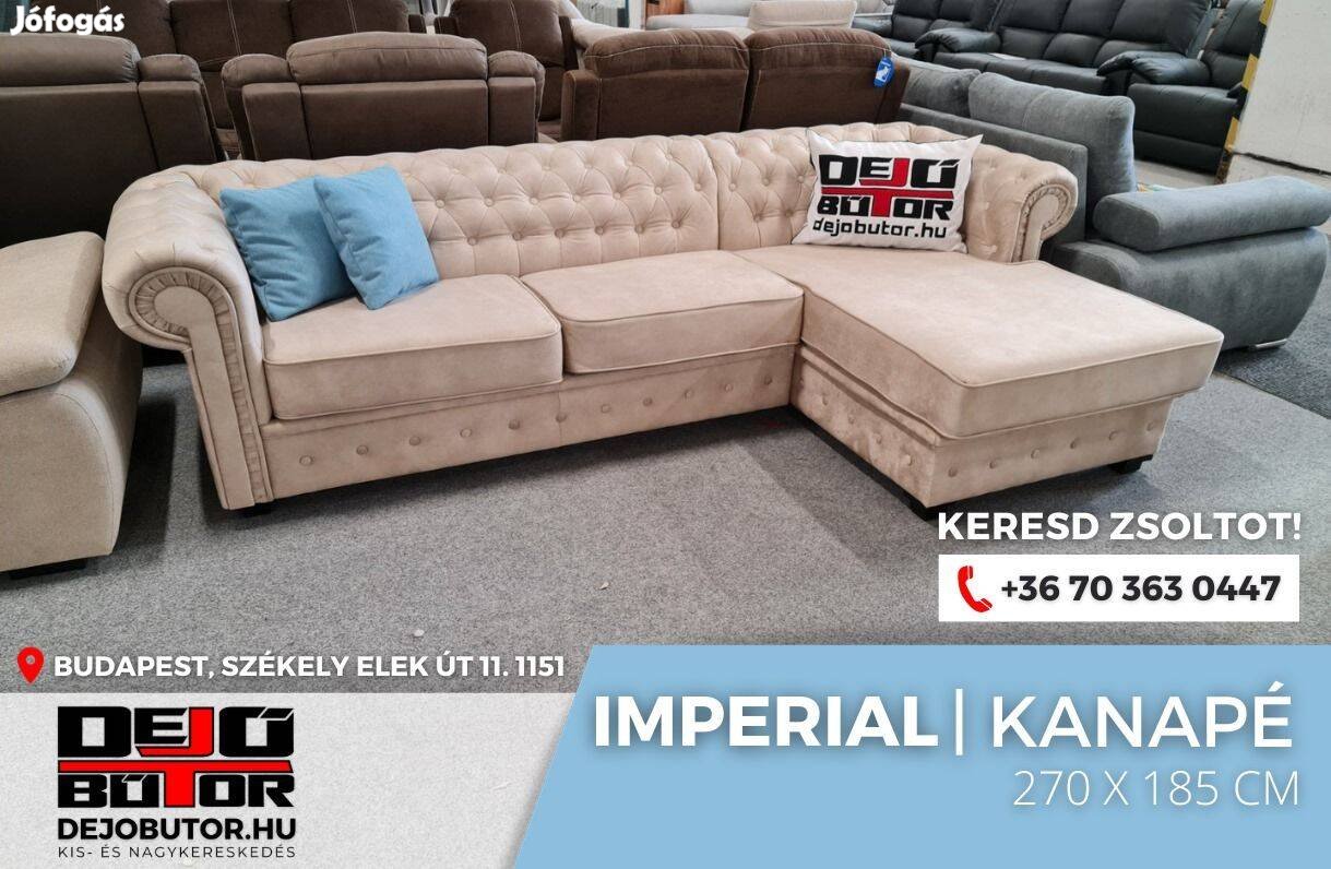 Imperial sarok kanapé 270x185 cm ágyazható ülőgarnitúra bézs rugós