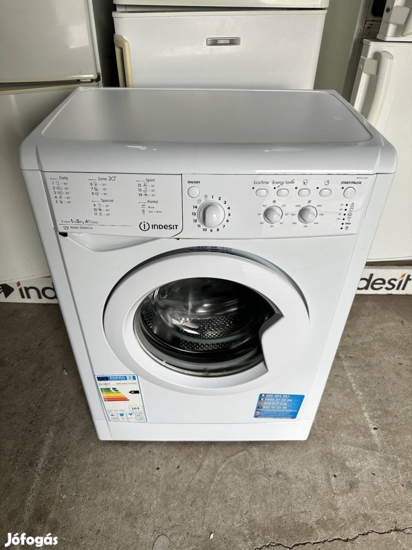 Indesit elöltöltős mosógép fehér 5kg 1000' centri A+ 