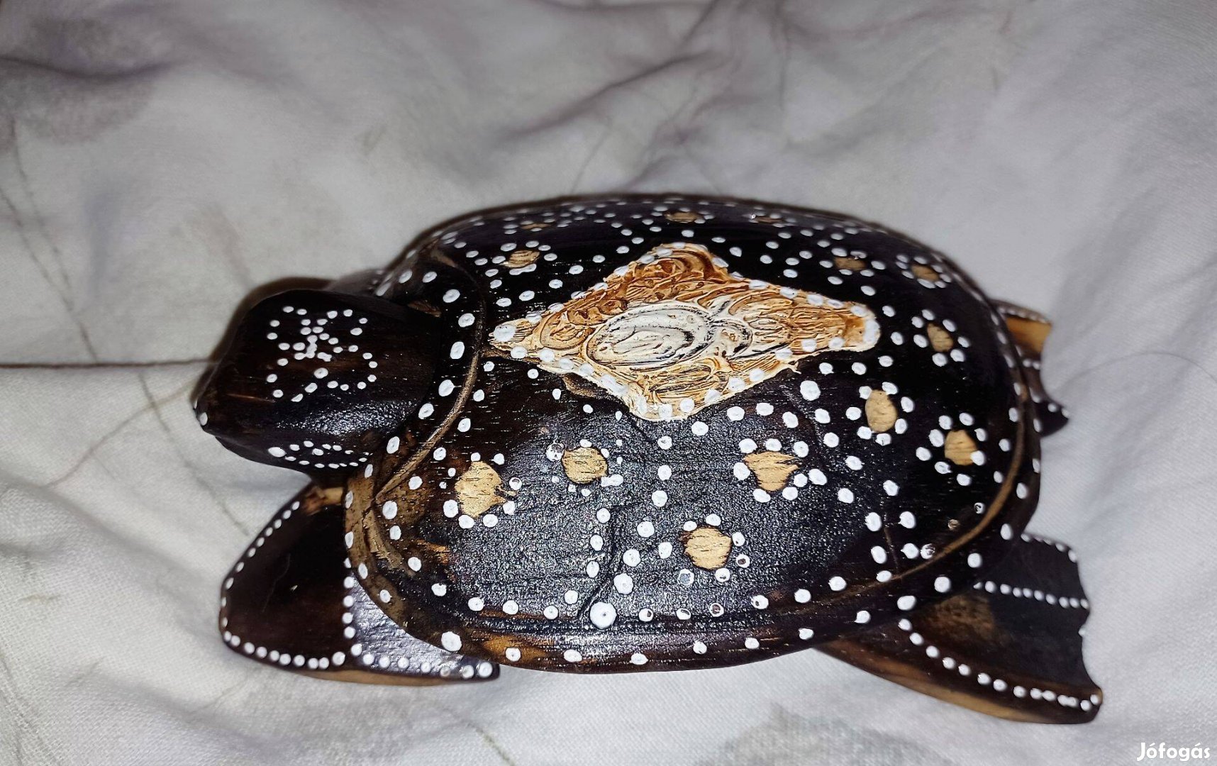Indiai, kézzel készült Tikfa teknős - hamutartó