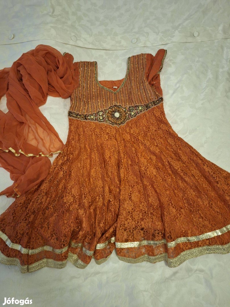 Indiai narancssárga -arany felső sál S-M