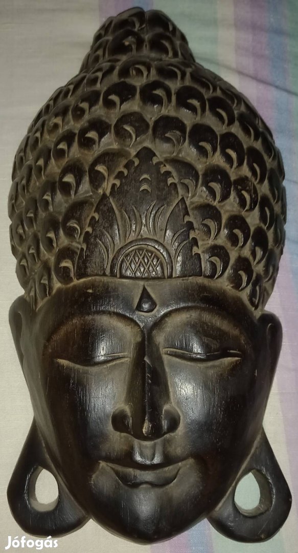 Indonéz Fa Buddha Fej Dísztárgy Ajándéktárgy