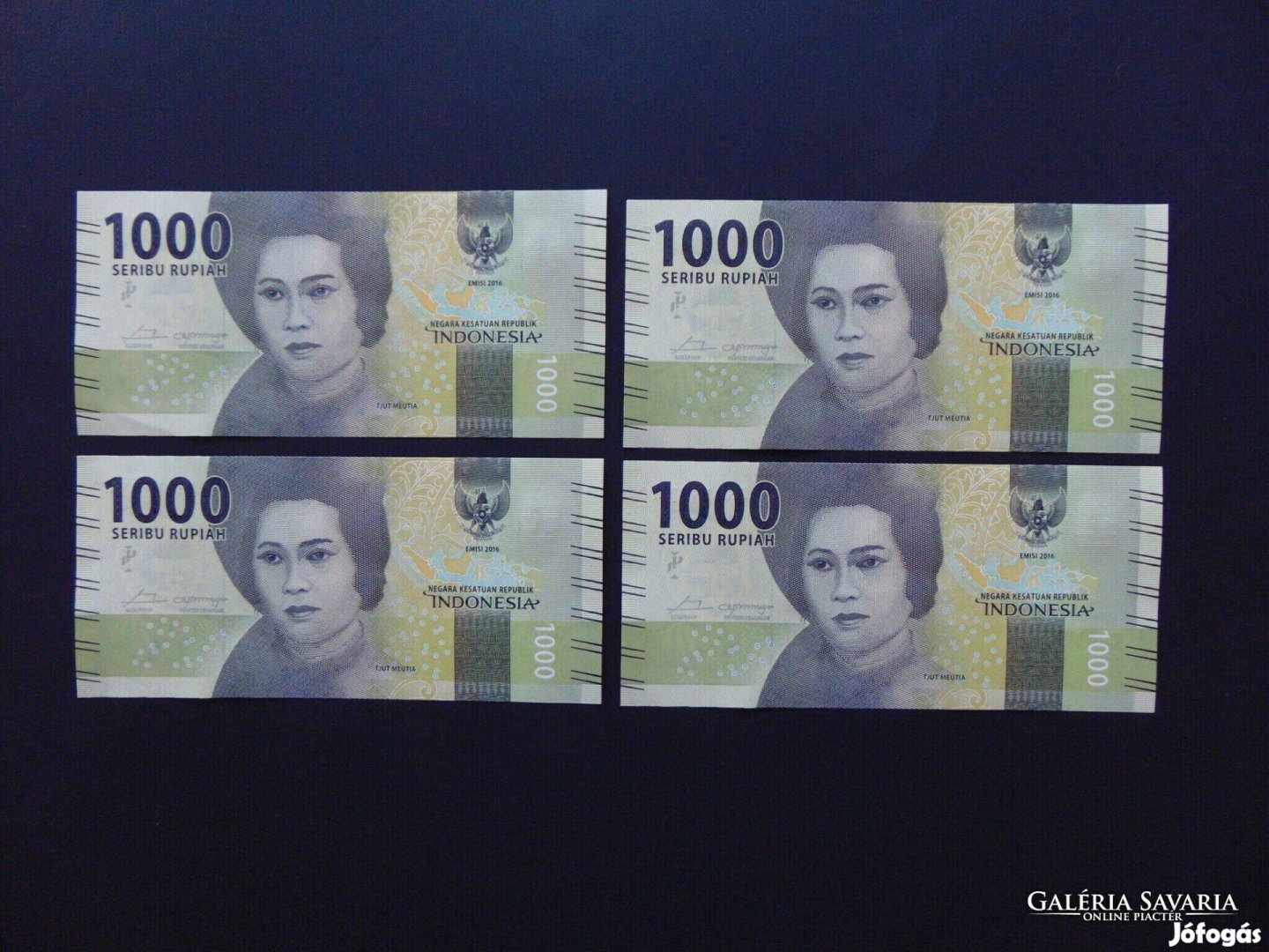 Indonézia 4 darab 1000 rupia sorszámkövető - hajtatlan bankjegye