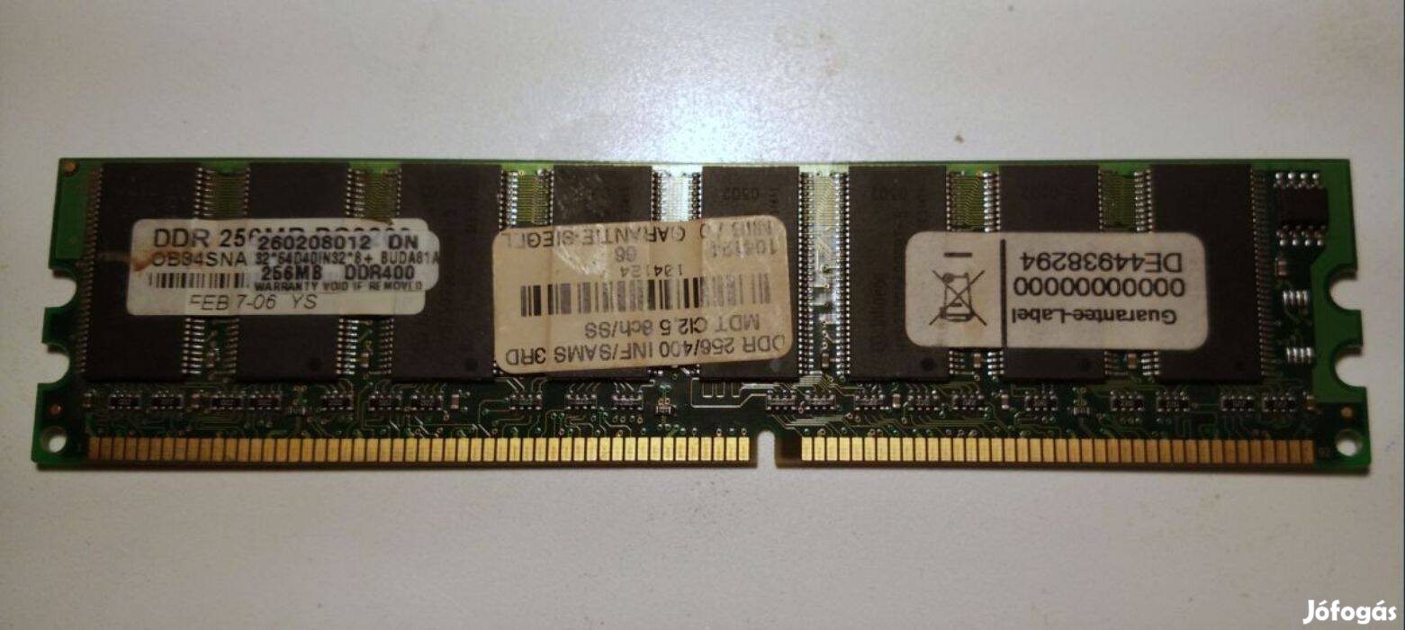 Infineon DDR1 400MHz 256MB RAM (Ver.1) teszteletlen