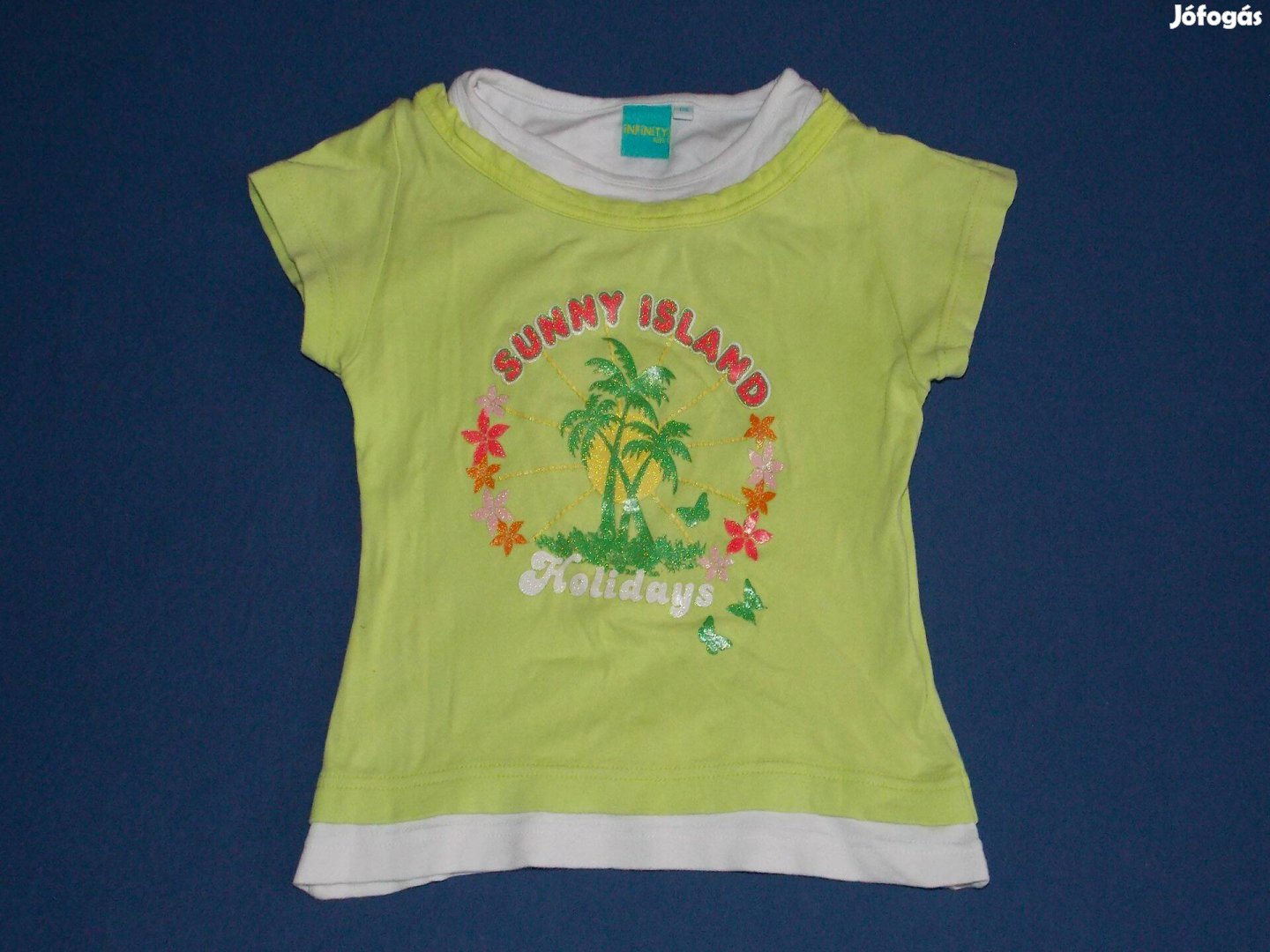 Infiniti Kids zöld pálmafás dupla póló 110-116-os, 5-6 évesre