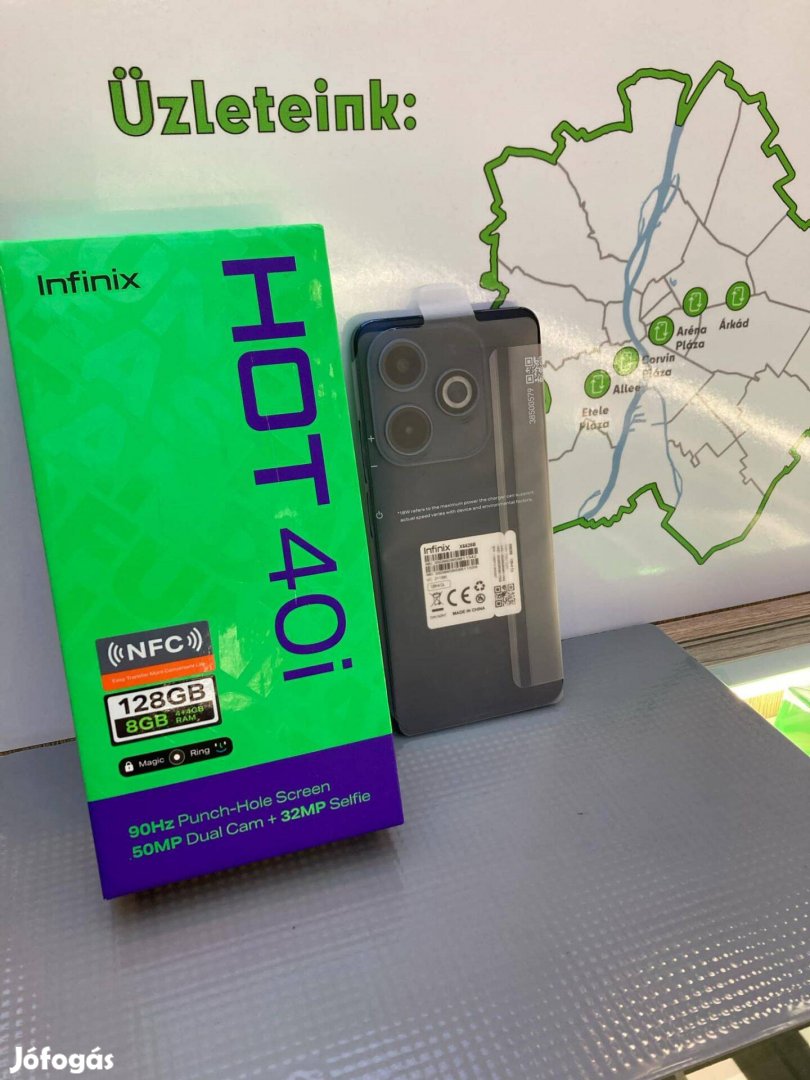 Infinix Hot 40I Fekete 128GB Független Jótállással!!