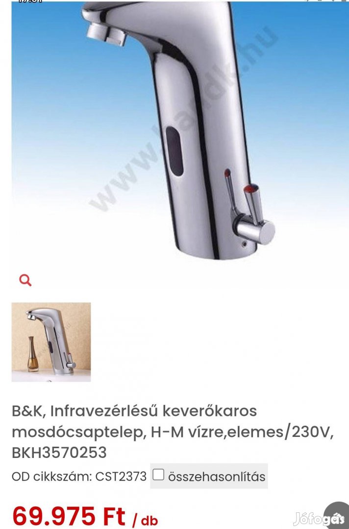 Infra vezérlésű mosdó csaptelep 
