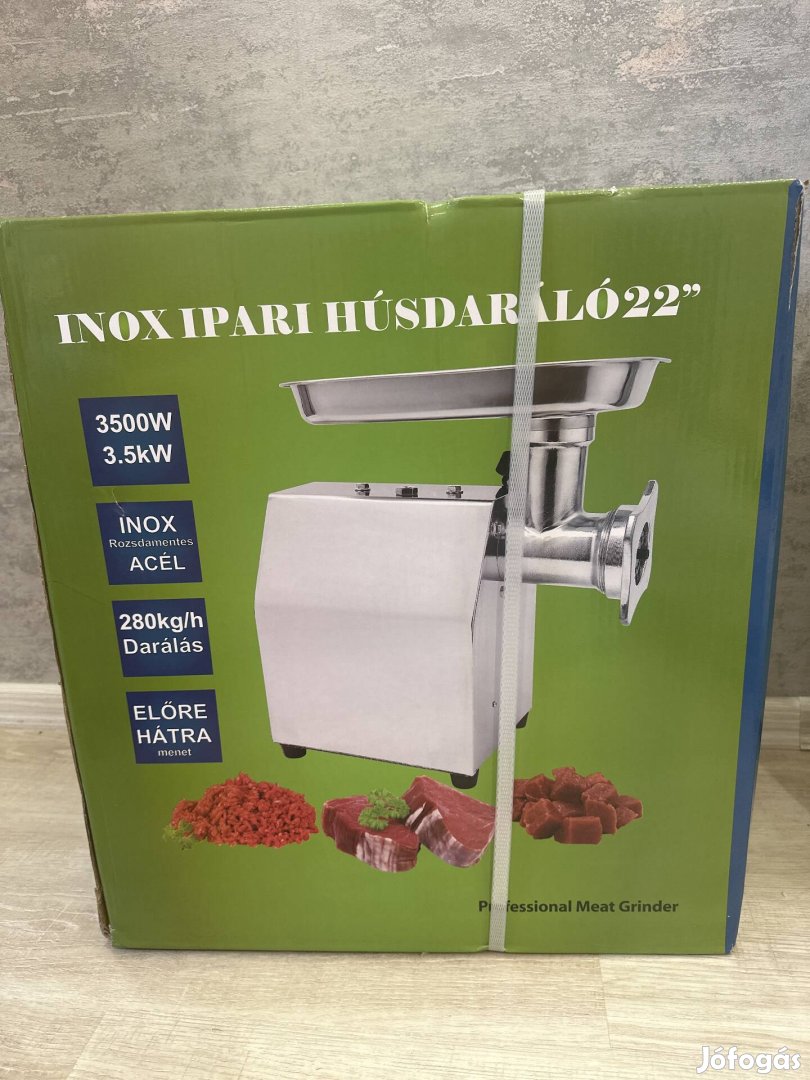 Inox Ipari Húsdaráló 22" méret 3,5kW rozsdamentes