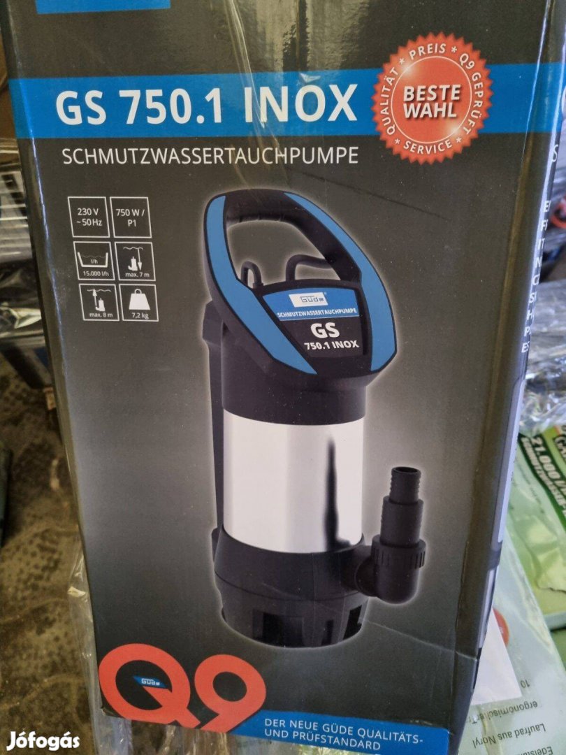 Inox búvárszivattyú magas 15000Lh vízhozammal, szennyvíz