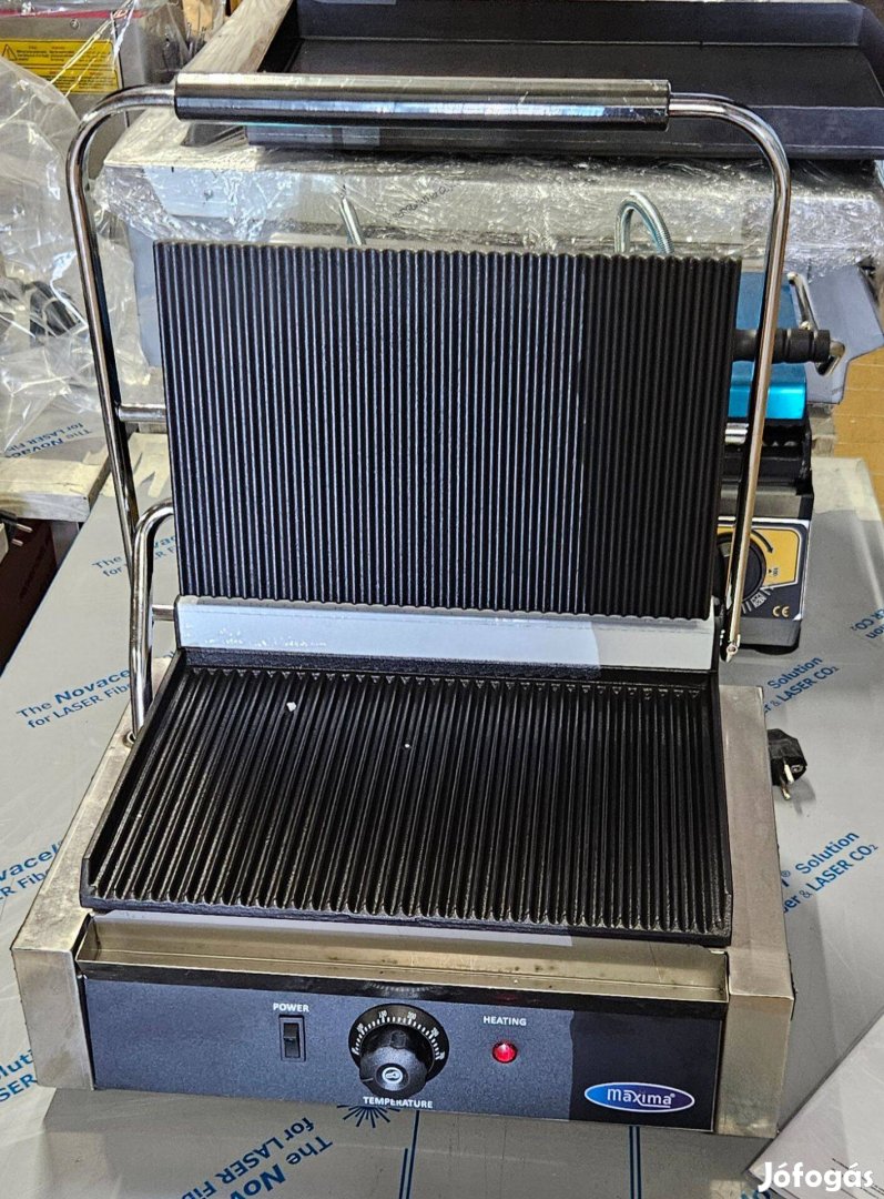 Inox ipari nagy méretű alul felül bordázott kontaktgrill