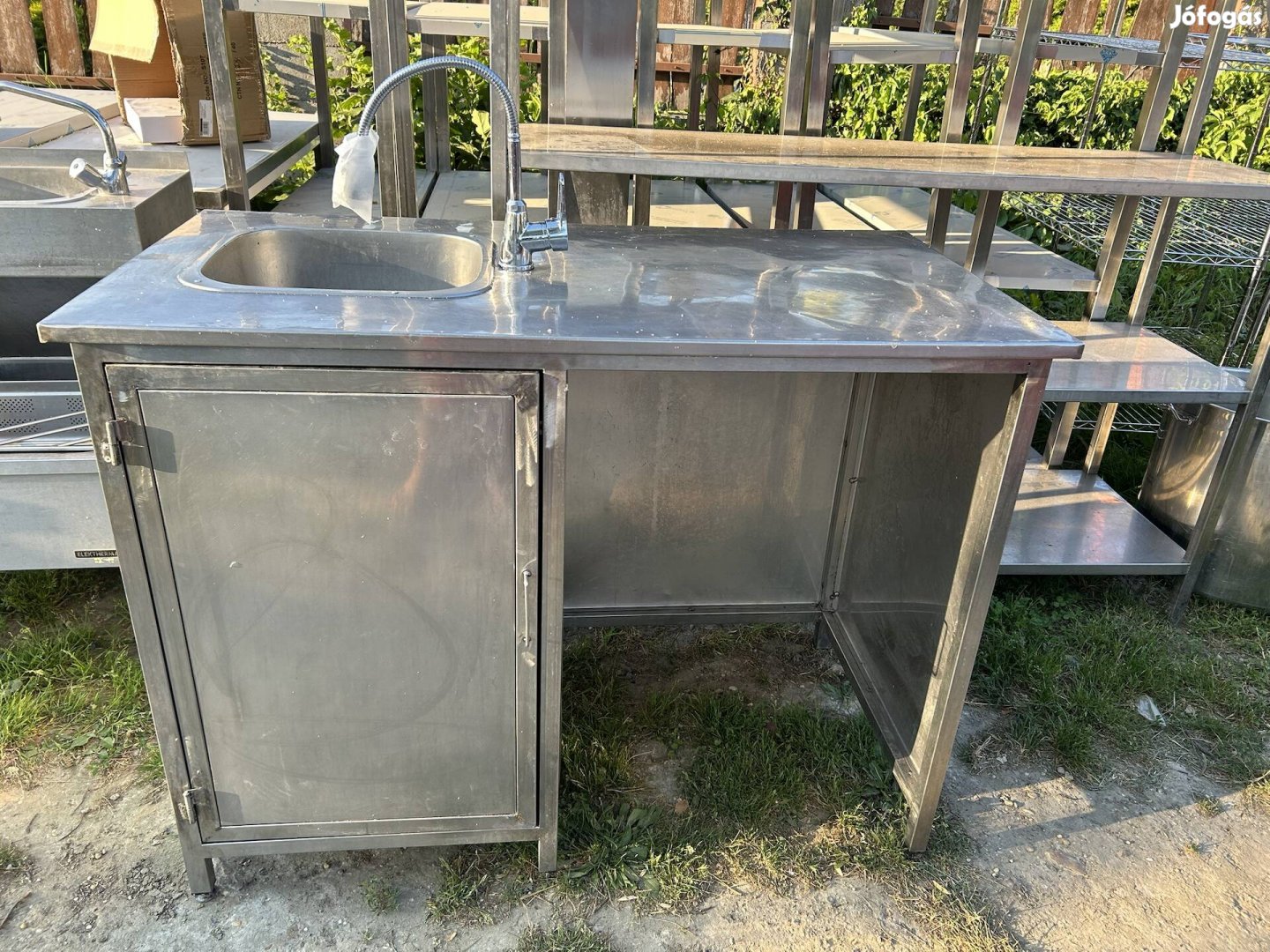 Inox szekrényes mosogató    