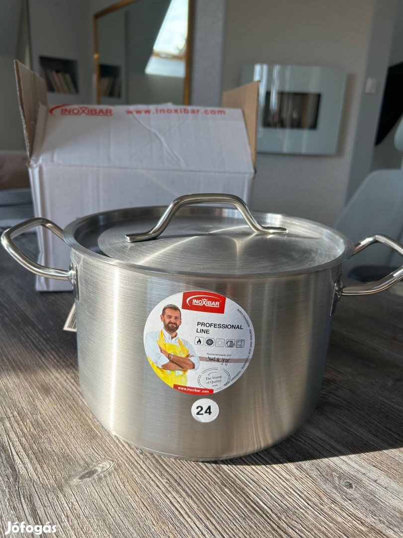 Inoxibar rozsdamentes acél (nikkelmentes) lábas - 24 cm átmérő (7,2 L)