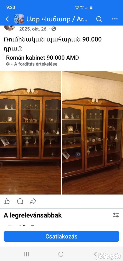 Intarziás nagy vitrin