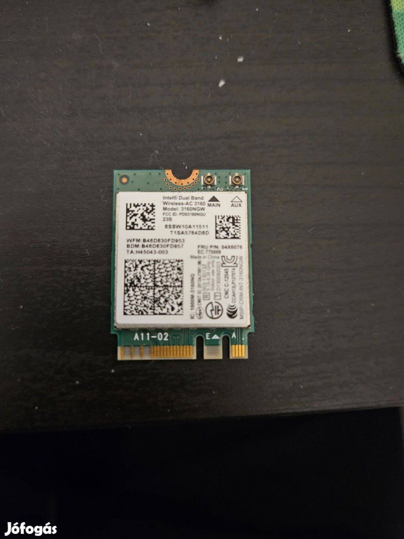 Intel 3160Ngw laptop wifi kártya