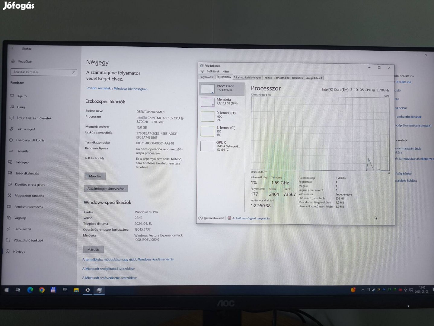 Intel Core i3 10105 processzor Lga1200