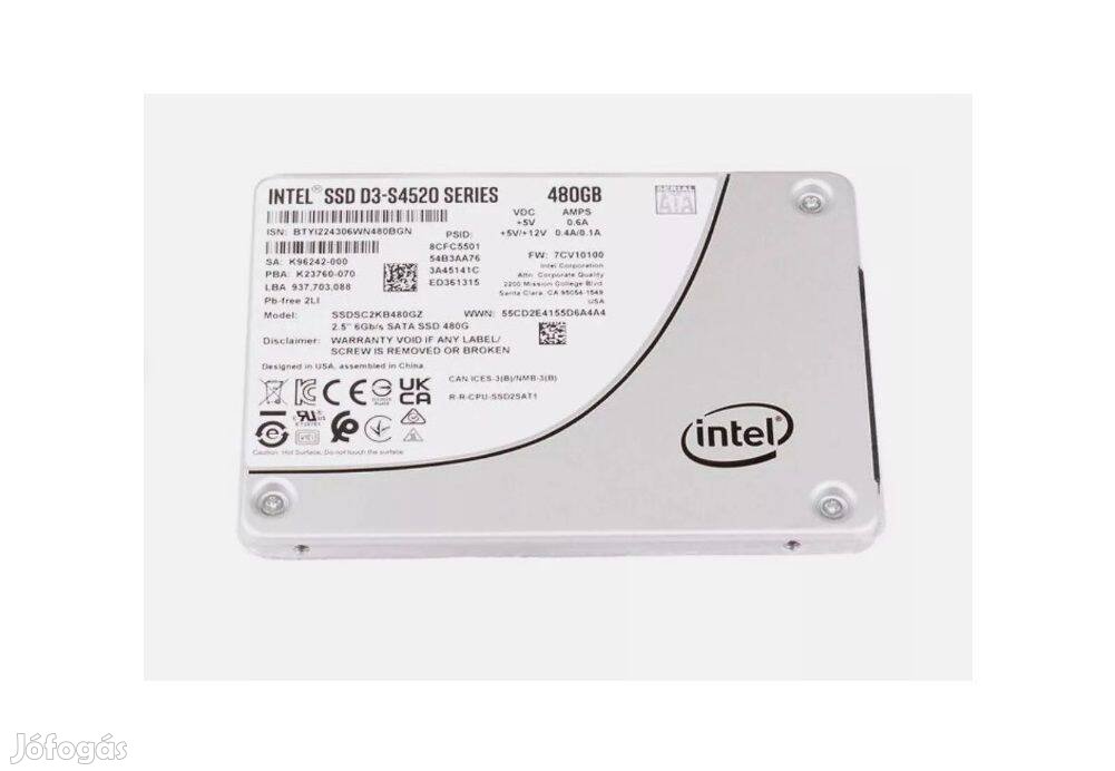 Intel D3-S4520 480GB ipari/prémium SSD meghajtók